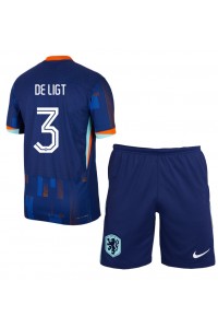 Nederland Matthijs de Ligt #3 Babytruitje Uit tenue Kind EK 2024 Korte Mouw (+ Korte broeken)